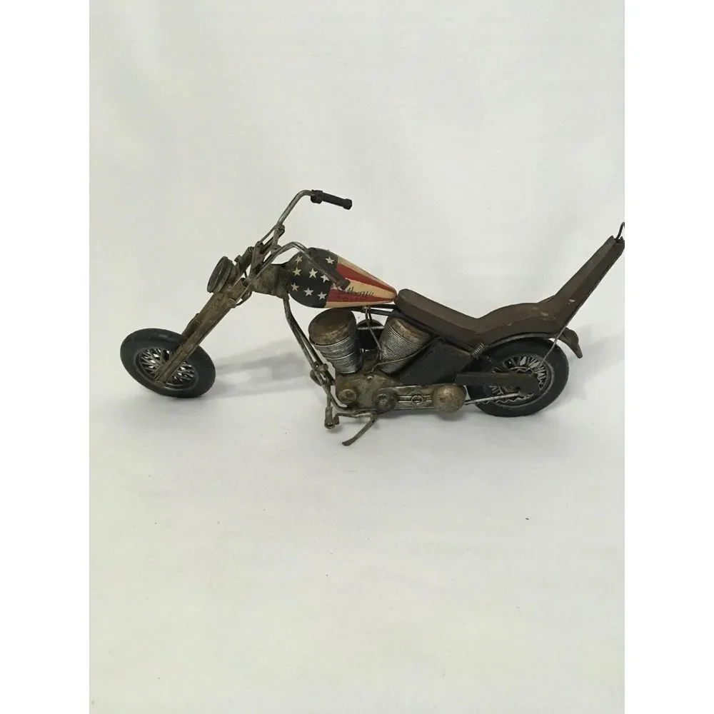 Vintage Metal‎ Motorcycle Model With American Flag Design/ collector